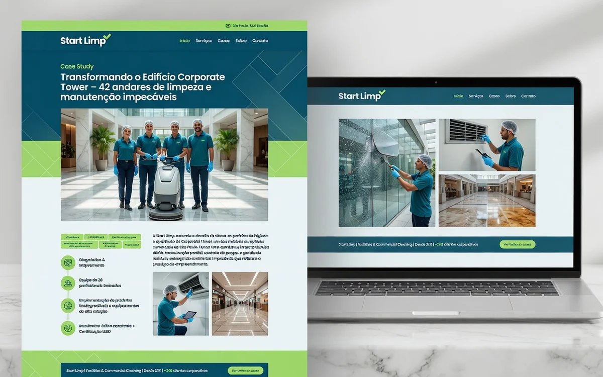Case de Sucesso Start Limp - Site institucional de facilities, limpeza predial e multisserviços em São Paulo